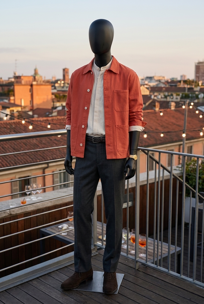 Negroni Dusk, A study in restrained drama: unstructured tailoring in deep terrac