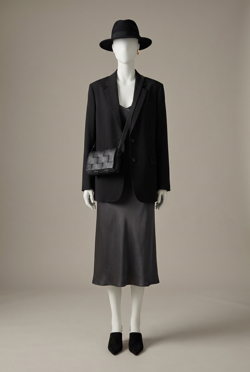 Studio Nocturne, A sculptural tonal black statement for the launch's peak moment